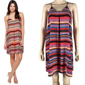 VINCE CAMUTO Striped Chiffon Shift Tank Dress XXS